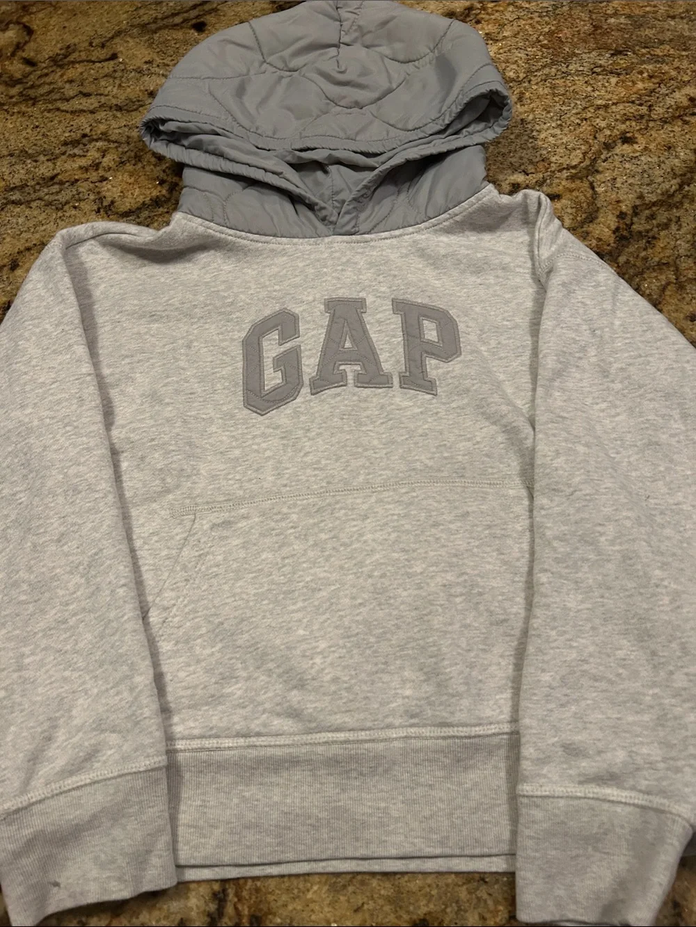 GAP Heather Gray Quilted Hood Pullover